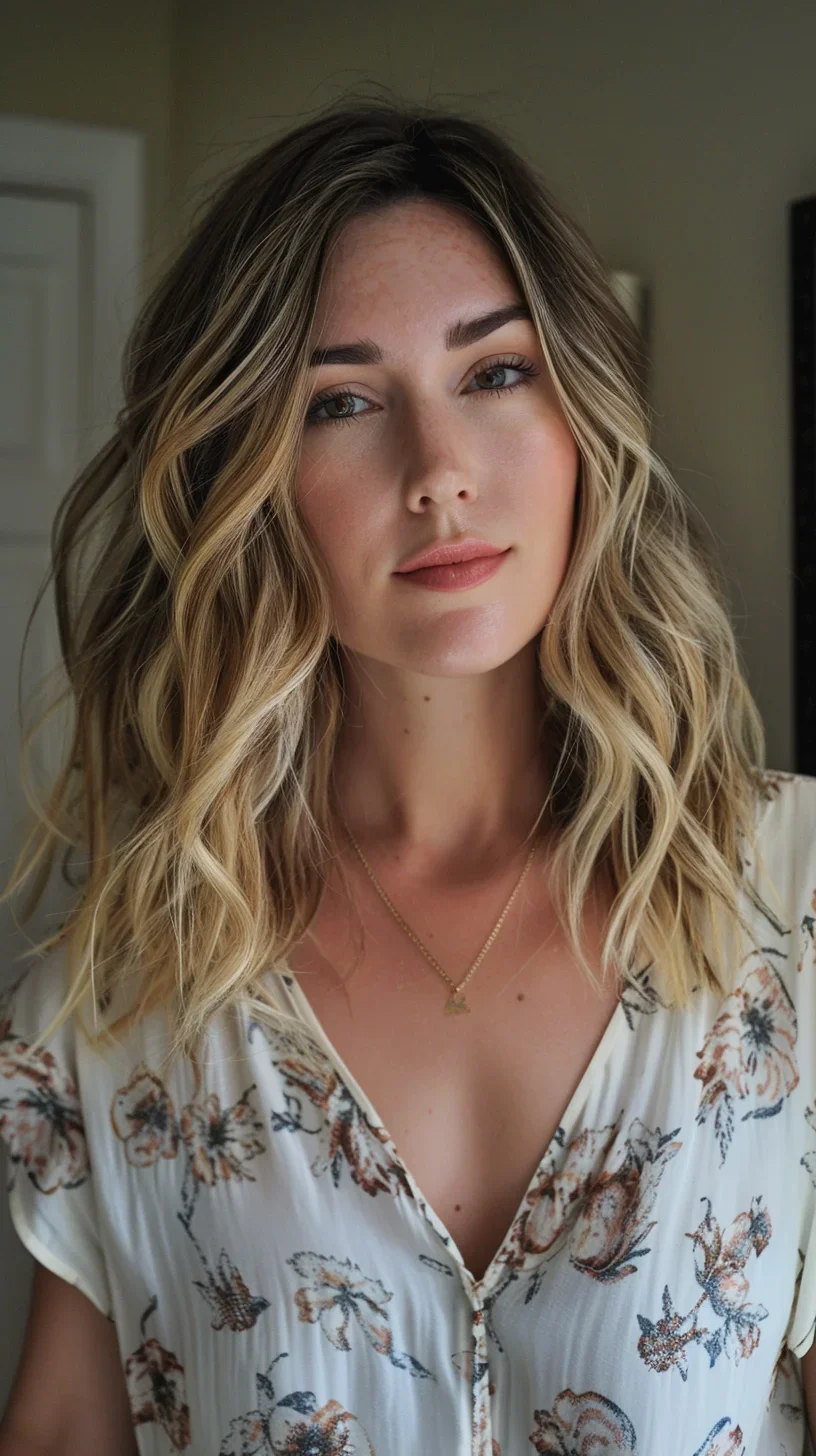 This long layered bob features soft, beachy waves and subtle blonde highlights, creating a sun-kissed look. The layers add texture and movement, while the middle part enhances facial symmetry. This style is perfect for a relaxed yet polished appearance, making it ideal for both casual outings and special occasions.